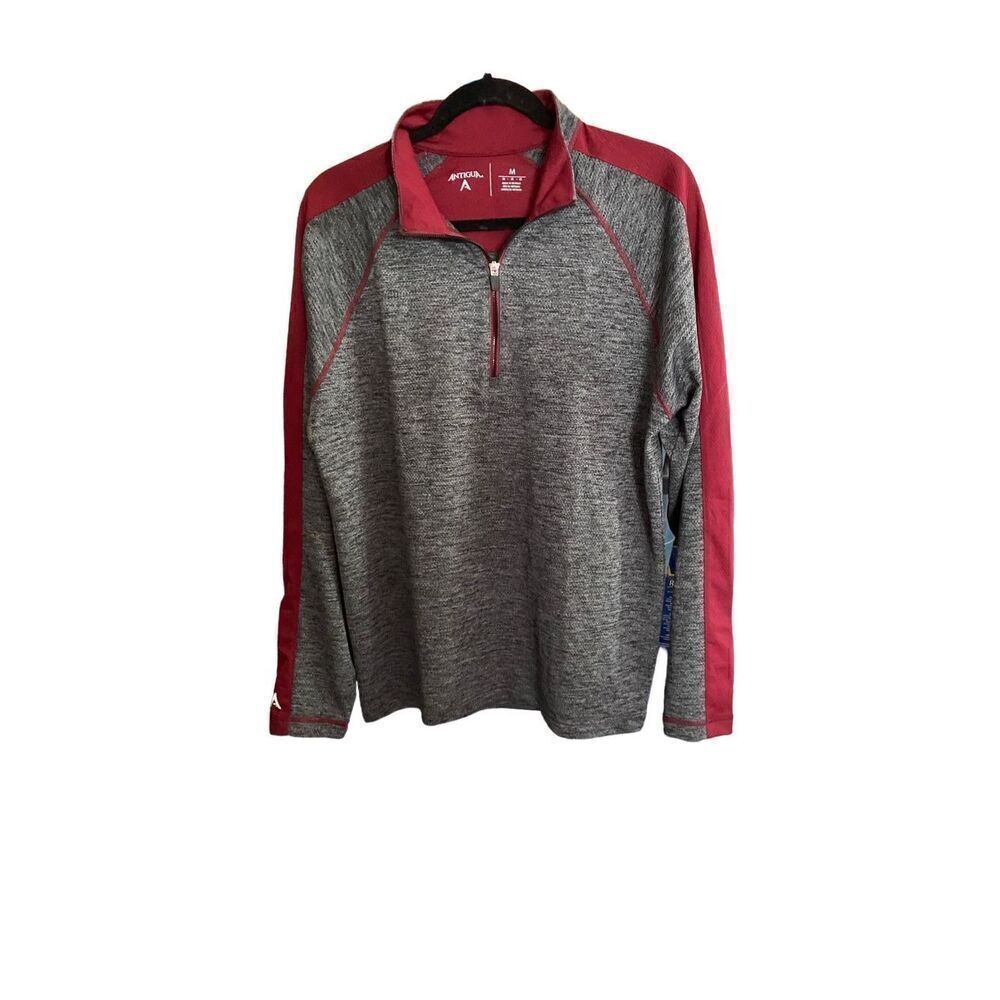 Antigua  men’s hybrid, heathered, gray and red 1/4 zip pull over S/medium